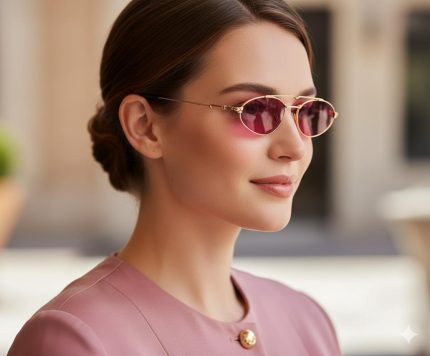Retro gold metal oval sunglasses