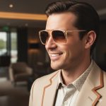 Clear champagne-colored men's square sunglasses