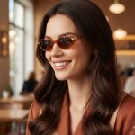 Amber brown retro oval sunglasses