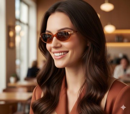 Amber brown retro oval sunglasses
