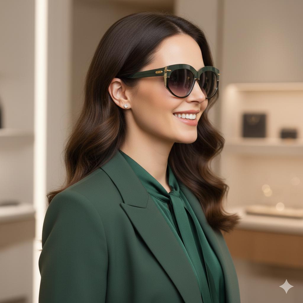 HHNood47324AJF-1.jpg Gradient oversized dark green square sunglasses - Image 1