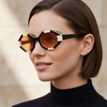 Black and White Geometric Oval Sunglasses