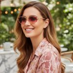 Retro oval champagne-colored round sunglasses