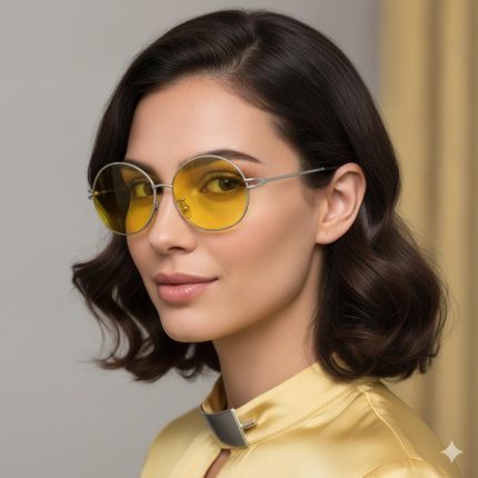 Yellow metallic round sunglasses
