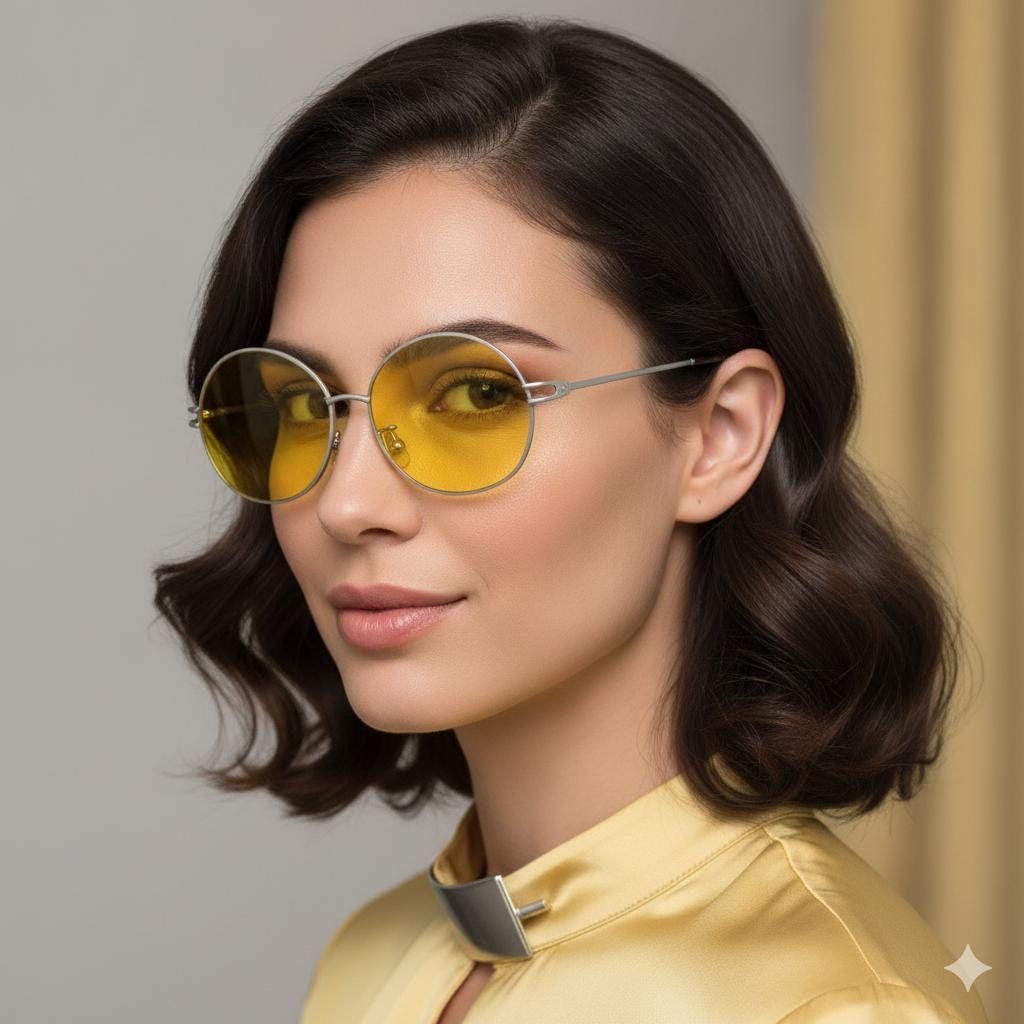 LWNooe25619jwZ-1.jpg Yellow metallic round sunglasses - Image 1