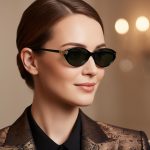 Dark black cat-eye oval sunglasses
