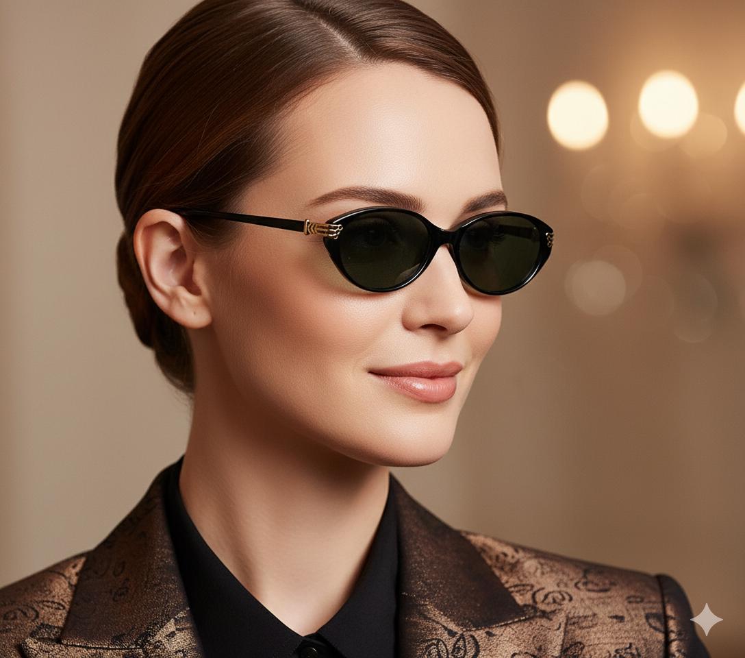 MYWoob26475RRP-1.jpg Dark black cat-eye oval sunglasses - Image 1