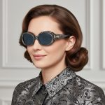 Exquisite black retro oval sunglasses