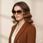 Gradient lens retro brown square sunglasses