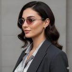 Silver metallic slim oval sunglasses