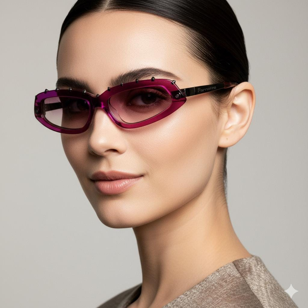 XPWoou57161mHZ-1.jpg Y2K Slim Oval Sunglasses with Purple Tinted Lenses - Image 1